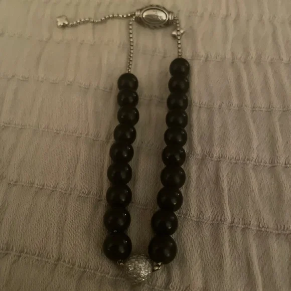 David Yurman men's onyx bead adjustable bracelet with diamond bead. Never worn
